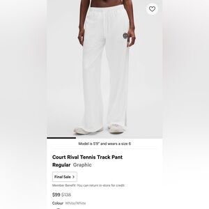 NWT Lululemon Court Rival Tennis Track Pants